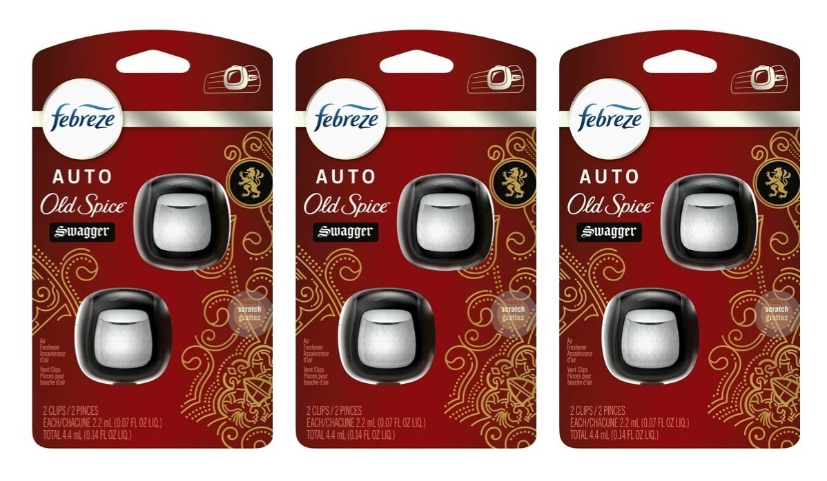 3 Packs Of 2 Febreze Auto Old Spice Swagger Air Freshener Vent Clips