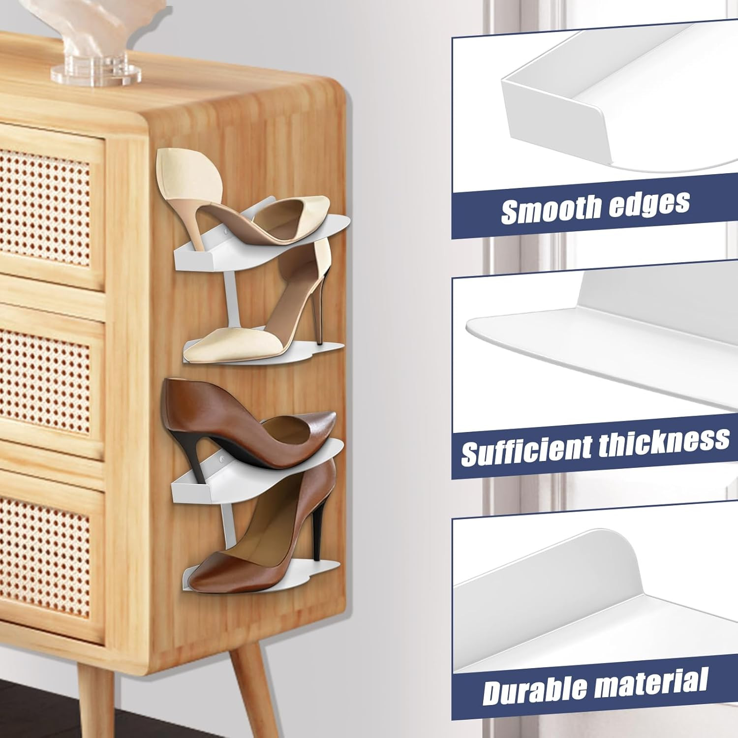 2 Pcs Floating Shoe Display Shelves for Wall Mount,H-Type Sturdy Levitating Shoe