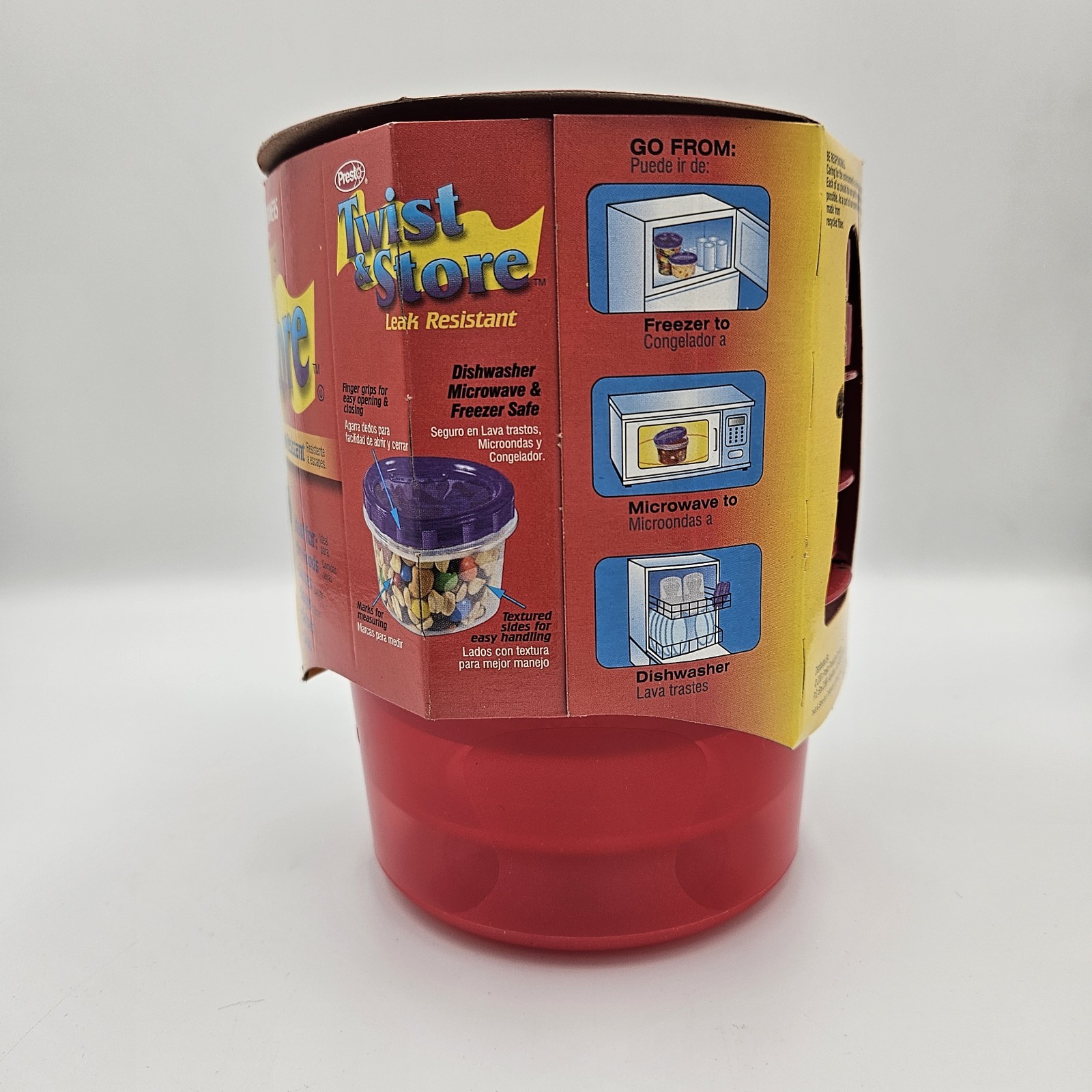 Vintage 2001 Presto Twist & Store 3 Pack 16 oz Round Food Storage Containers NOS