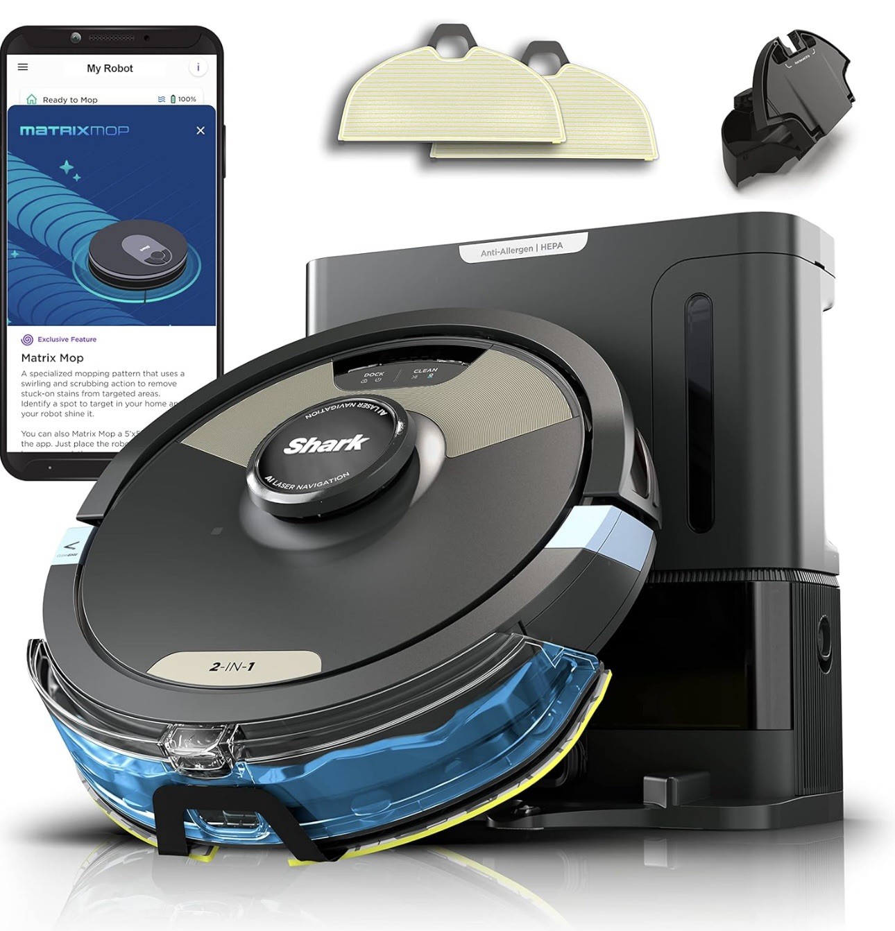 Shark – Matrix Plus 2-in-1 Robot Vacuum & Mop with Sonic Mopping, Matrix Clea…