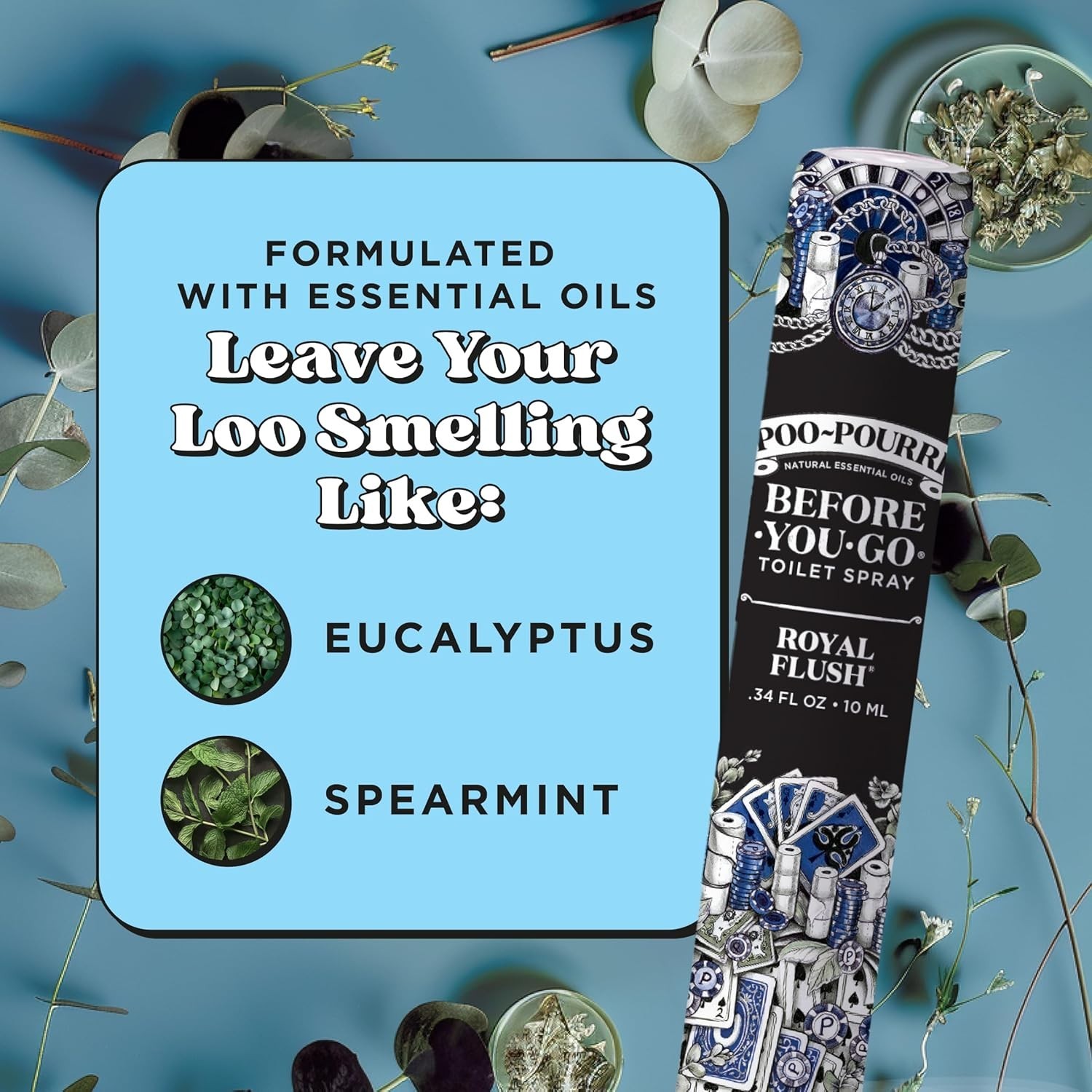 Eucalyptus and Spearmint Toilet Spray – Travel Size 10 mL, Fresh Anytime