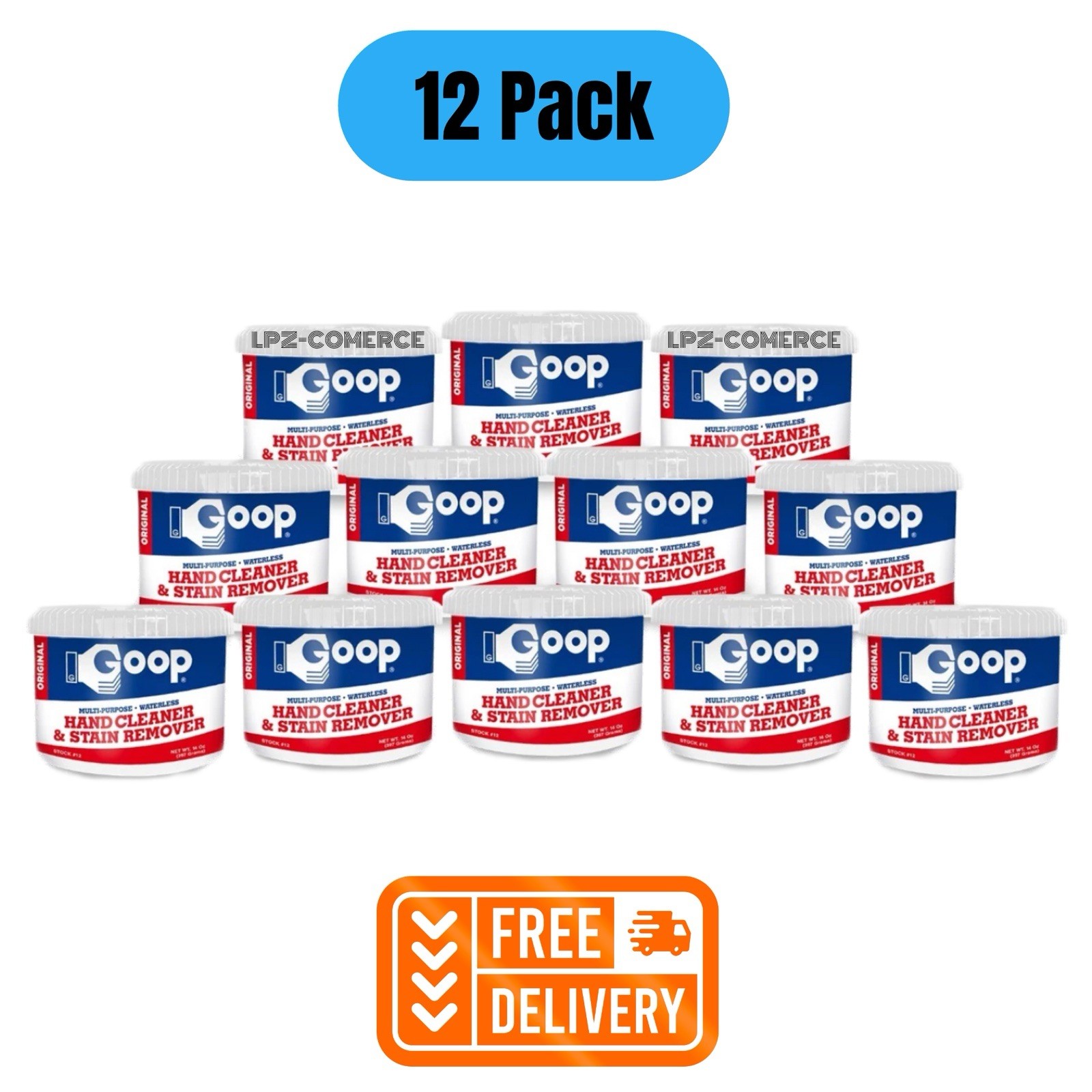 GOOP 14 Oz Biodegradable Hand Cleaner 12-Pack – Non-Toxic, Lanolin, Spot-Out