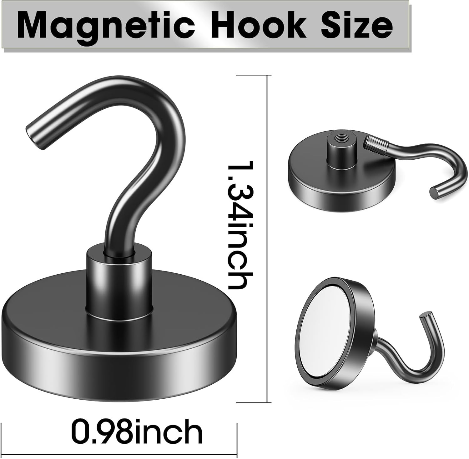 10 Pack 80LBS Heavy Duty Magnetic Hooks Magnet Hook for Hanging, Strong Magnetic