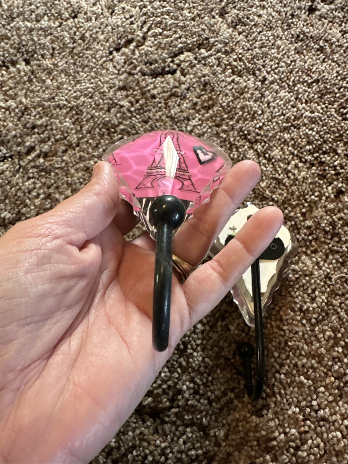 Beautiful And Romantic Paris Theme Pink Wall Hook Set 5.5” H