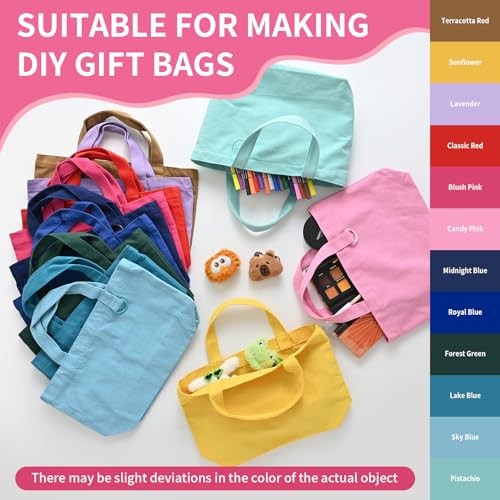 1 | | 24 Pack Small Canvas Tote Bags, Mini Tote Bags Bulk for 12 Multicolour