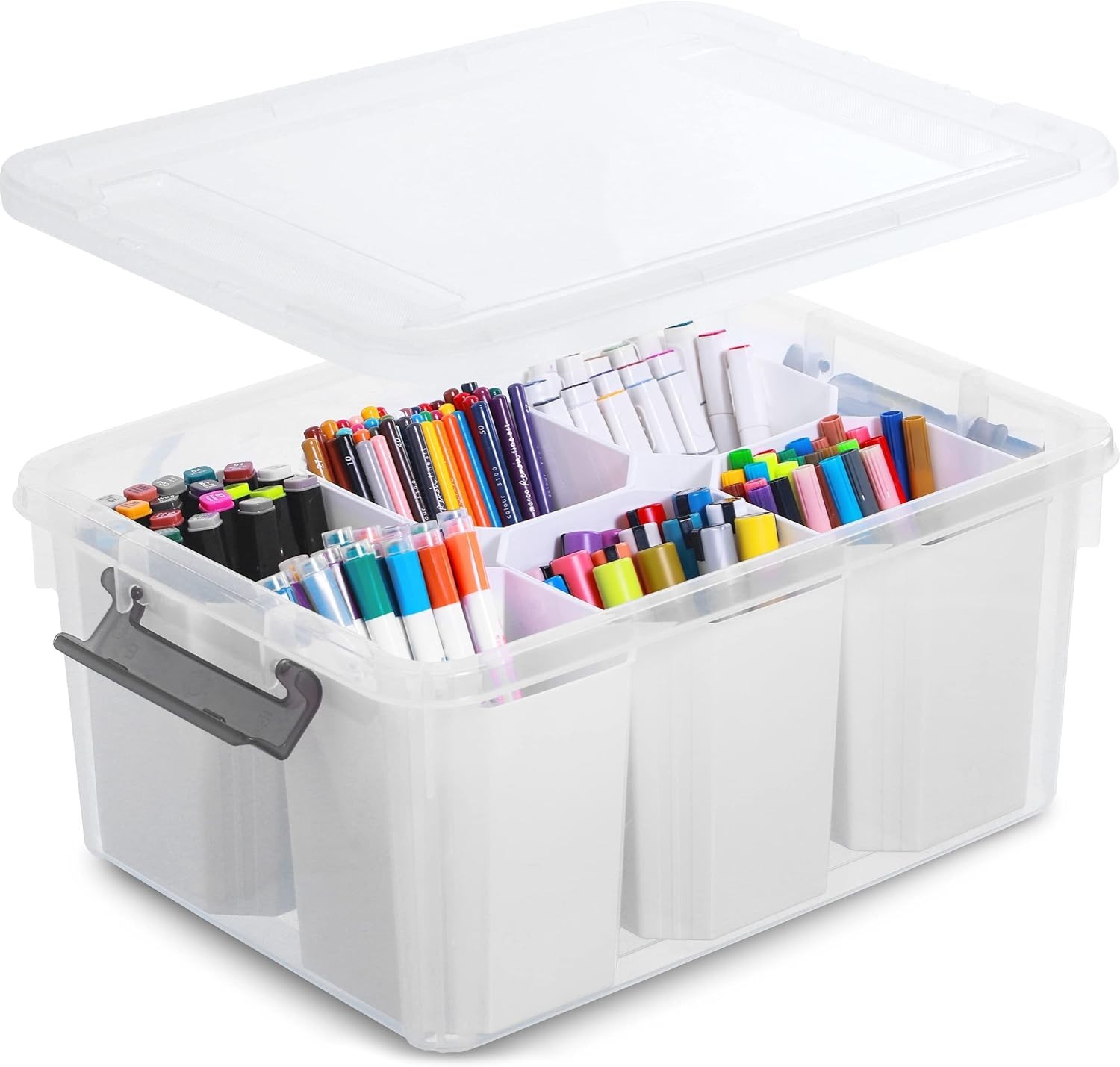 Multipurpose 17 QT Shatterproof Storage Container with Customizable Inserts