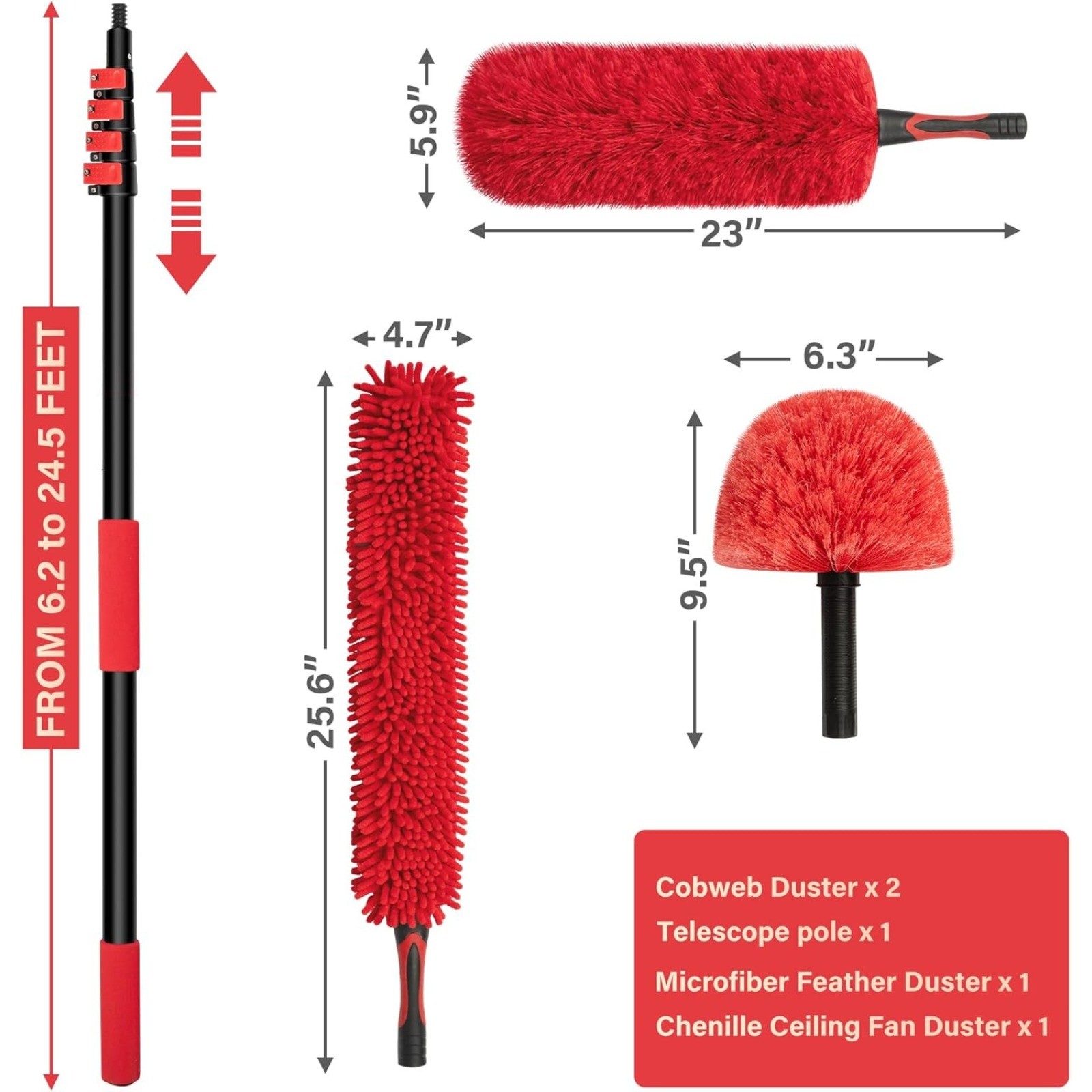 Duster Cleaning Brush Kit Dust Cleaner Soft Handle Extendable Pole Tool for Home