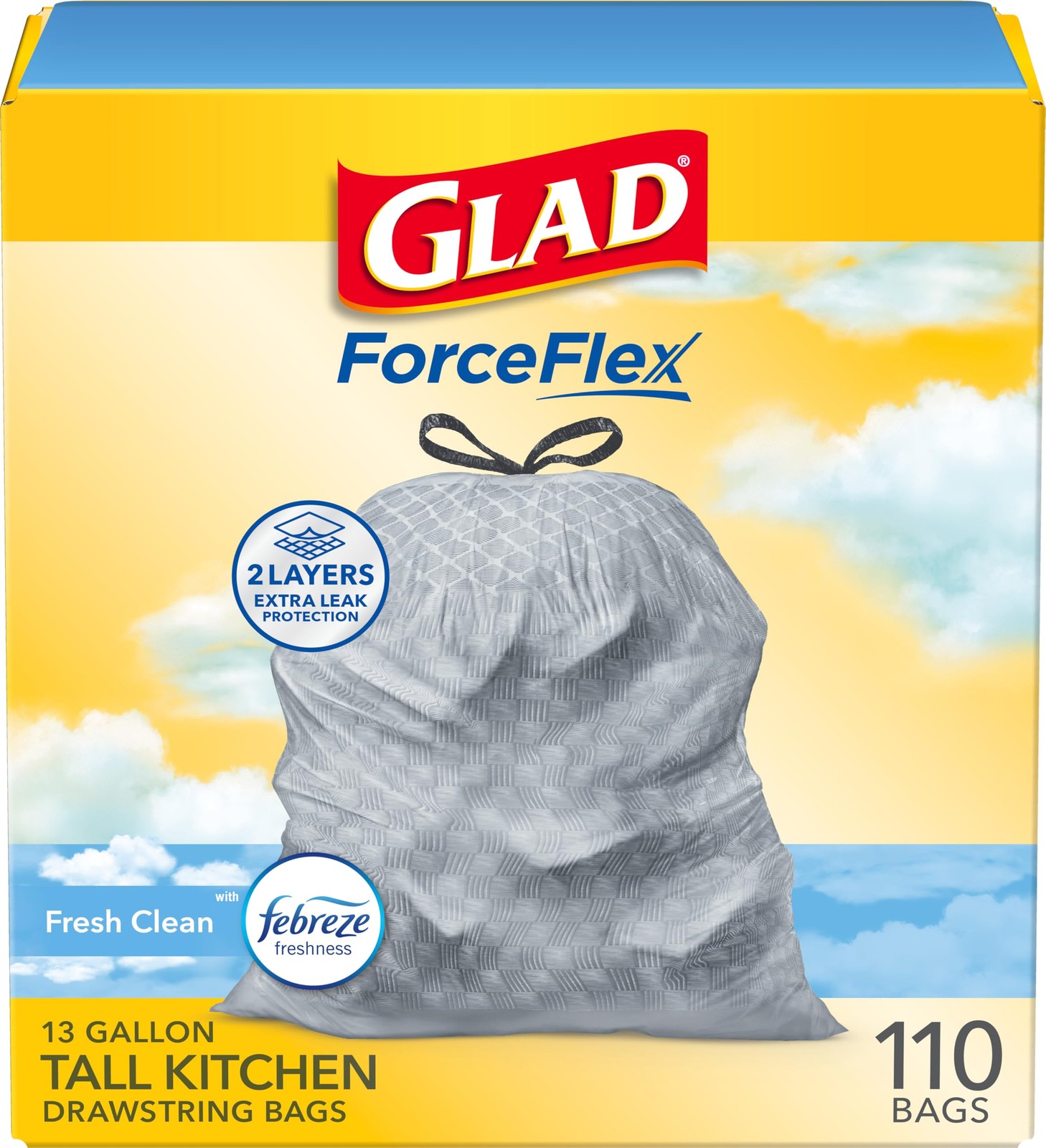 Glad Tall Kitchen Drawstring Trash Bags – Odorshield 13 Gallon White Trash Bag