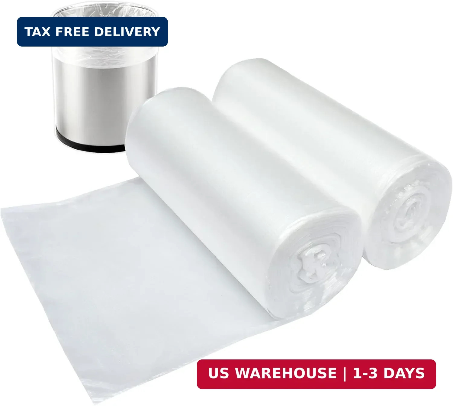 3 Gallon Small Clear Bathroom Trash Bags, Office Wastebasket Liners Garbage Bags