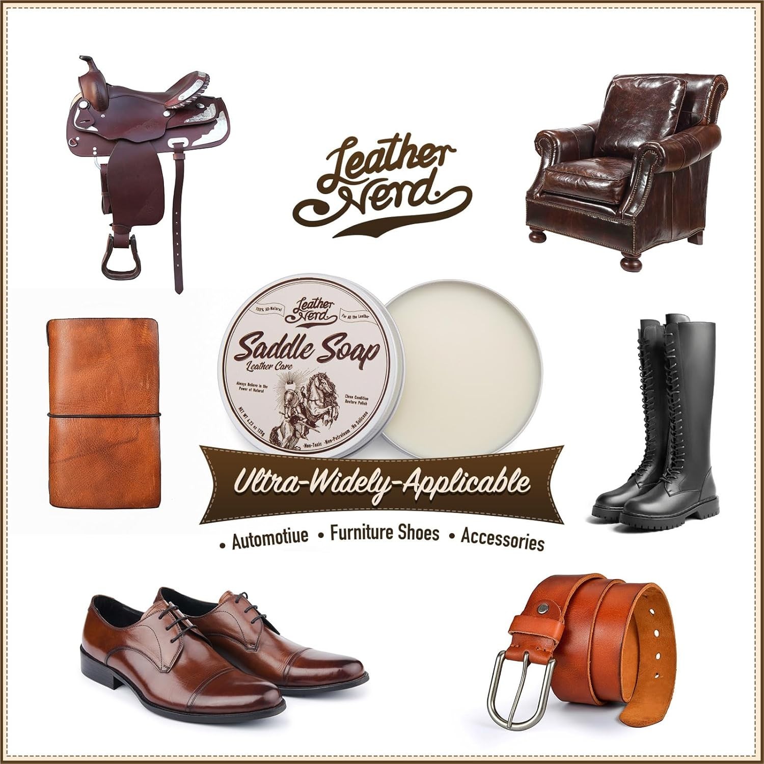 Deep Cleaning Saddle Soap with Sponge – 4.23 Oz – Restore & Protect Your Leather