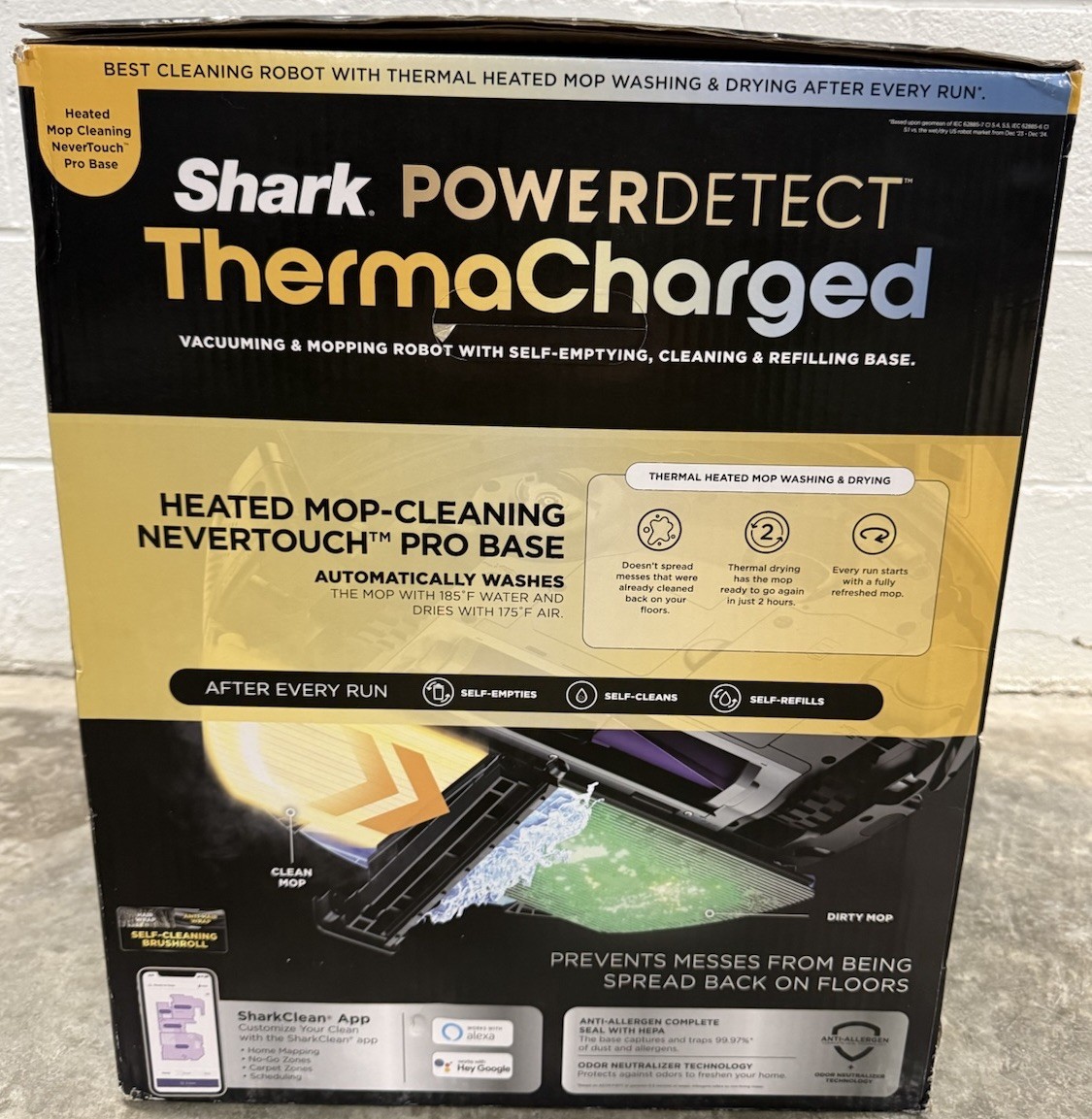NEW! Shark PowerDetect ThermaCharged Robot Vacuum & Mop 2-in-1 NeverTouch Pro