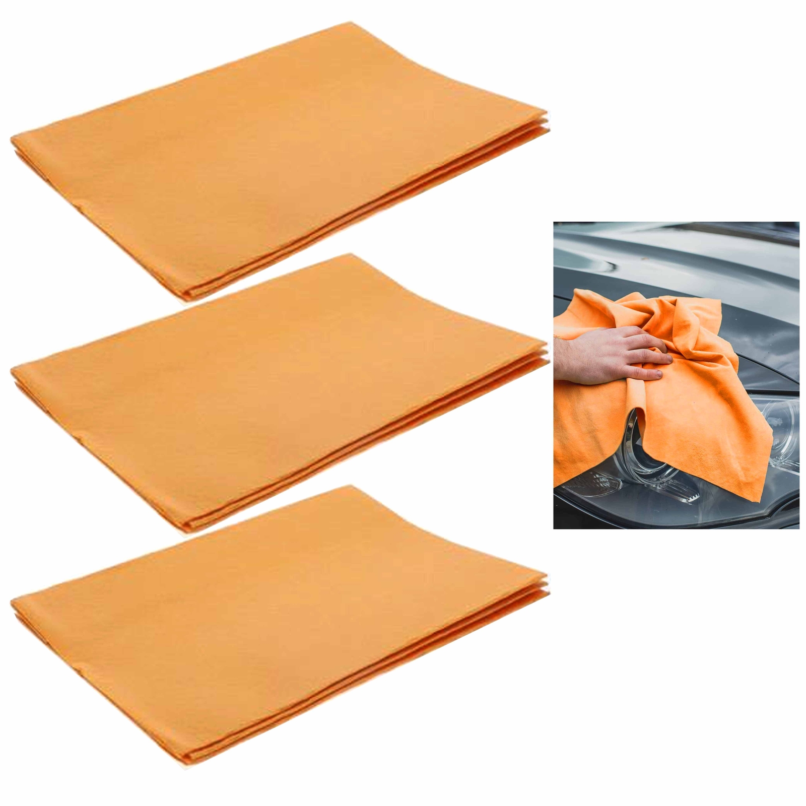 3 Pk Synthetic Chamois Premium Absorbent Cleaning Towel Drying Car Detail Large
