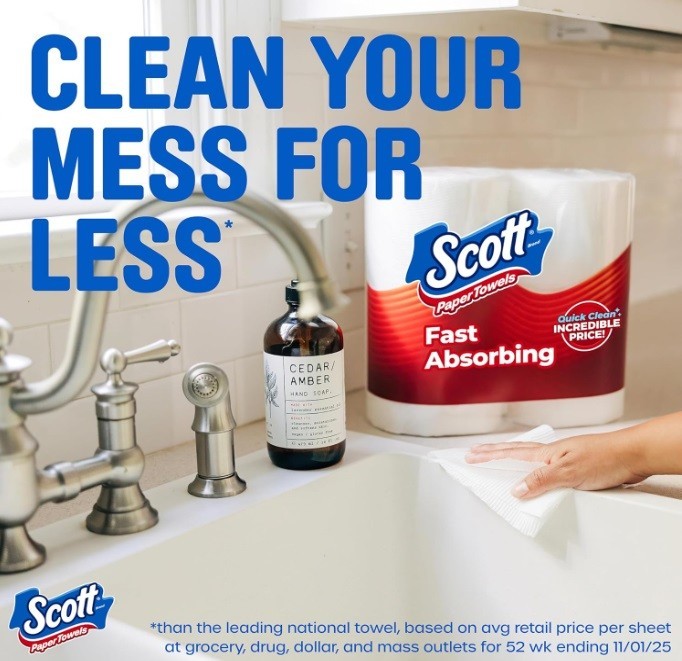 Scott Paper Towels, Choose-A-Sheet, 6 Double Rolls = 12 Regular Rolls 108 Sheet