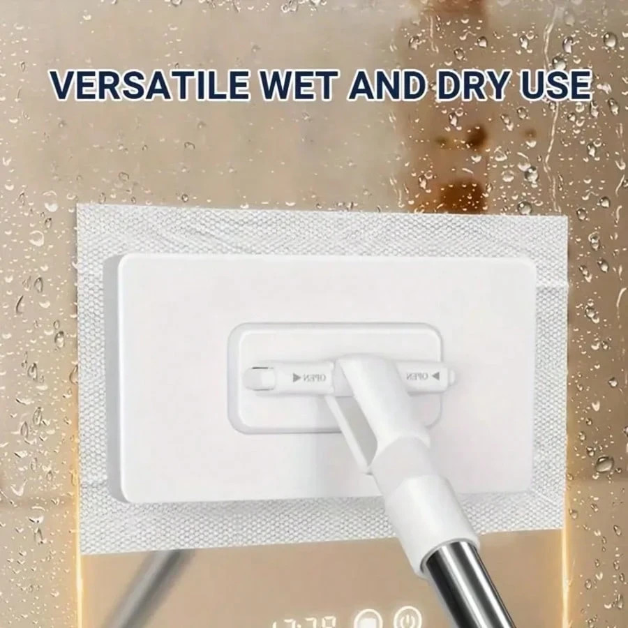 Mini Flat Mop with Long Handle Hands-Free Cloth Replacement Wall Window Cleaner