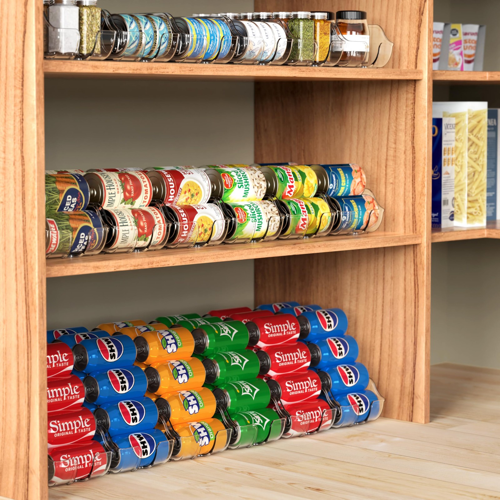 Simple Houseware Soda Can Organizer and Dispenser for 2 Pack, Transparent