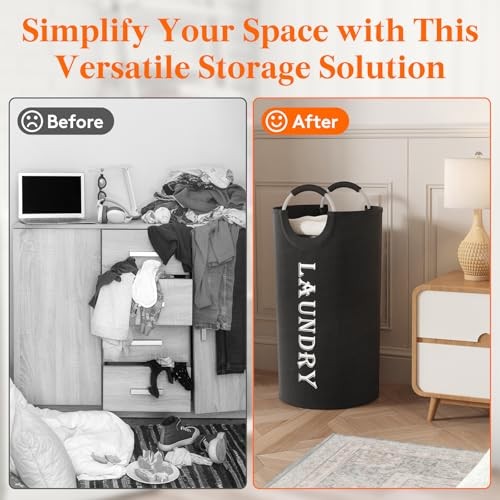 2 Pack 100L Collapsible Laundry Basket, Black Waterproof Oxford Cloth Hamper