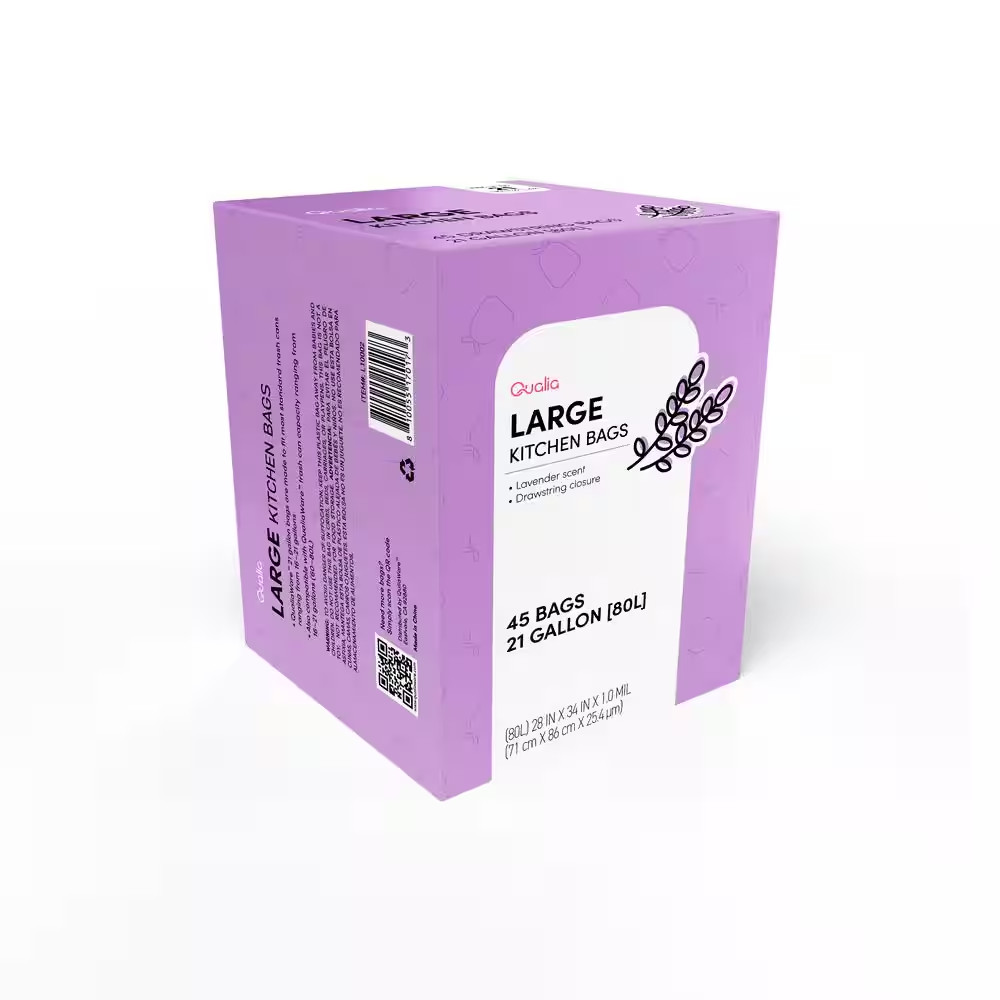 21 Gal./80 L Lavender Scented Drawstring Closure Trash Bags Liners (45-Count)