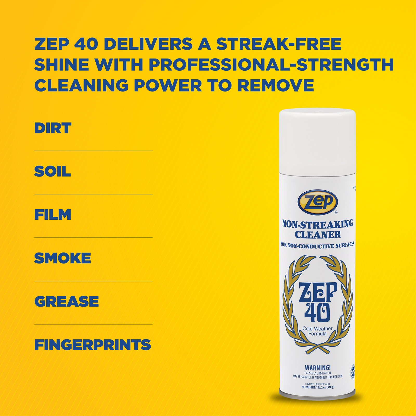 Zep 40 Non-Streaking Cleaner – 18 oz (Case of 12) 14401 – Heavy-Duty Foaming