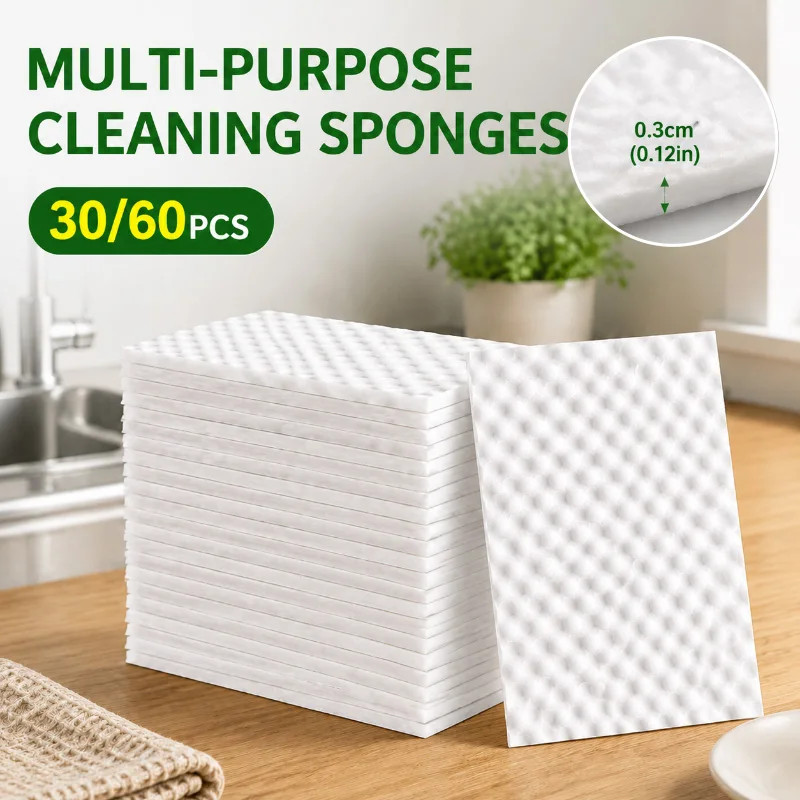 ​30/60Pcs Magic Eraser Sponge Strong Non-Scratch Melamine Foam Sheet in Bulk for