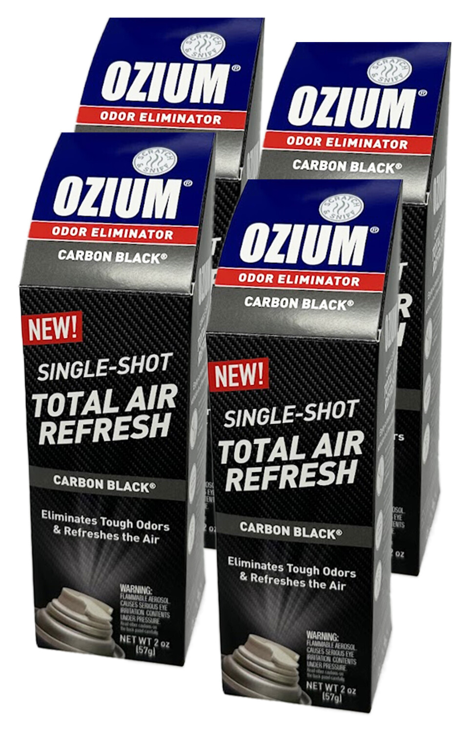 Ozium Air Sanitizer, 2 oz Car Fogger: Single-Shot, Carbon Black, 4 Packs