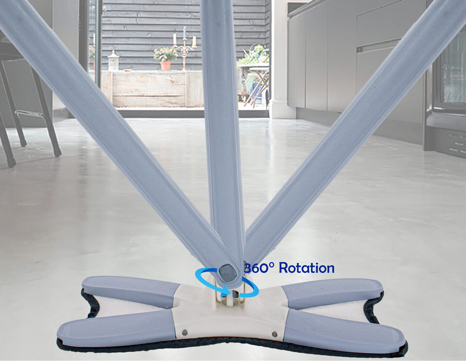 360 X Floor Mop Hands Free Self Wringing Reusable Wet & Dry Microfiber Rotatable