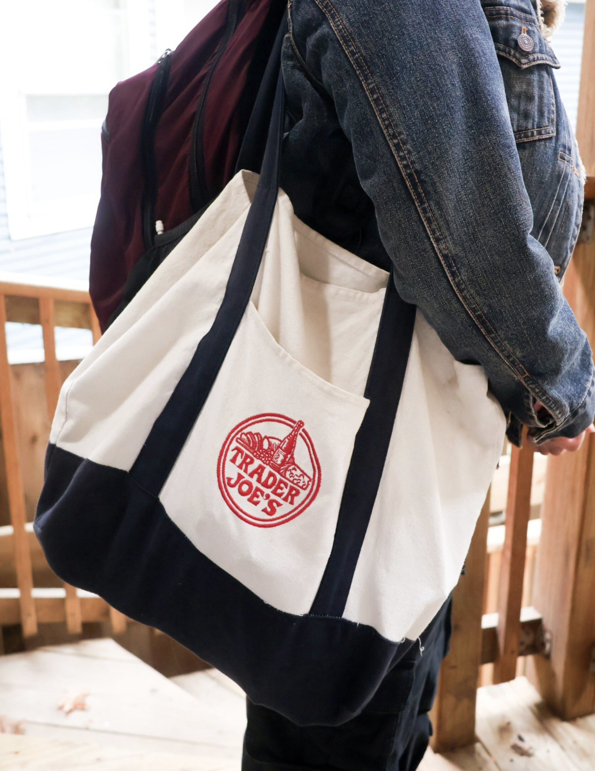 Trader Joe’s Canvas Tote Bag Navy Blue New