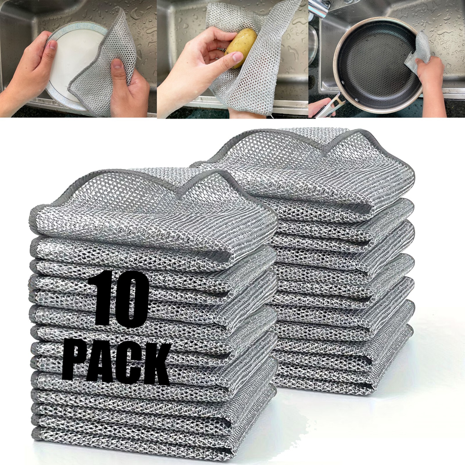 10-piece single square wire dishwashing cloth set