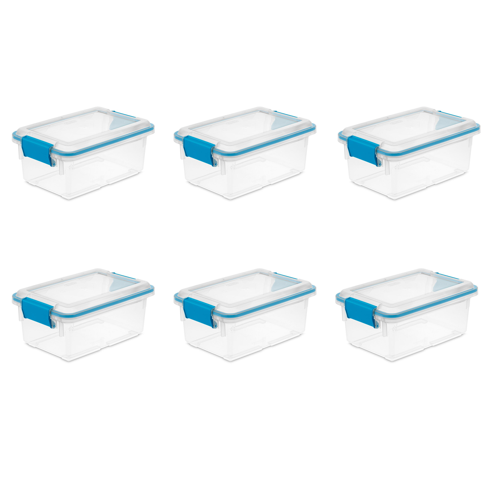 Sterilite 7.5 Quart Gasket Box, Stackable Storage Bin with Latching Lid, 6 Pack