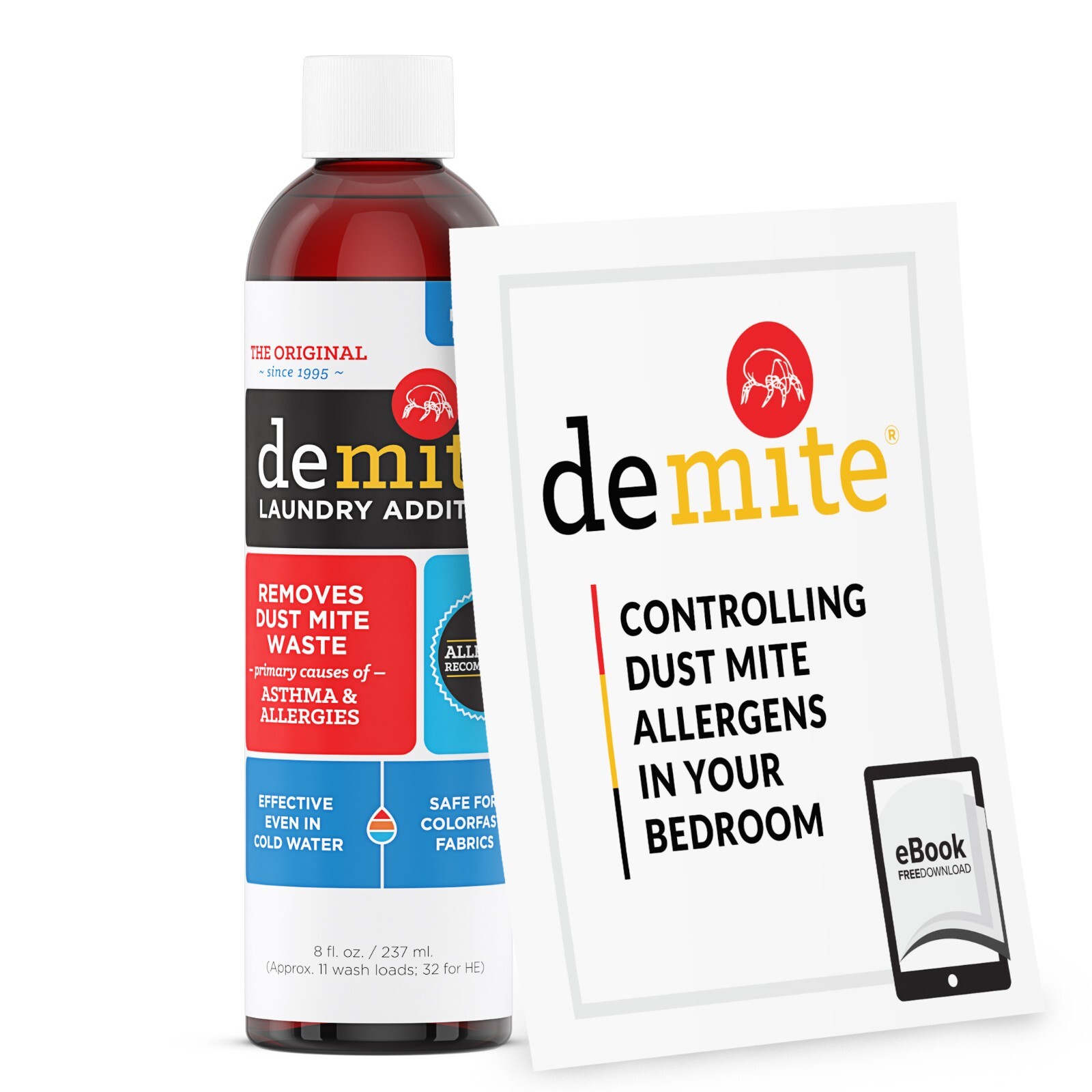 DeMite Laundry Additive (8 oz) Allergen Eliminator w/ Bonus eBook & Expert Tips