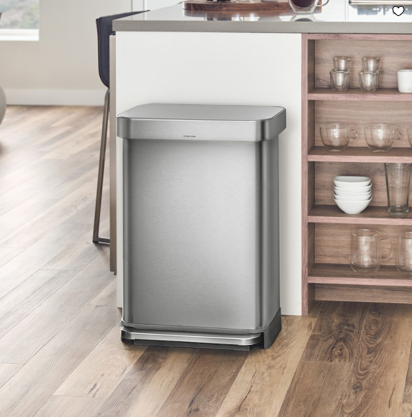 simplehuman 55L Step Trash Can with Liner Pocket Stainless Steel