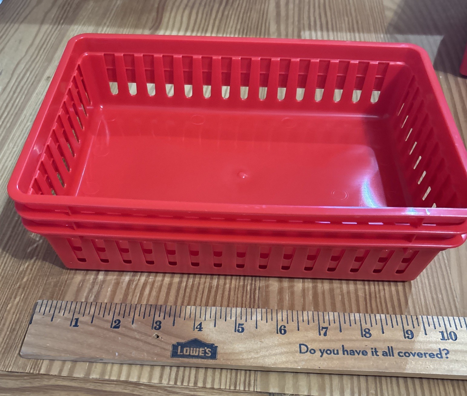 (10) Plastic Bin Basket/ Organizing Storage 11 X 6X2 1/2 Red
