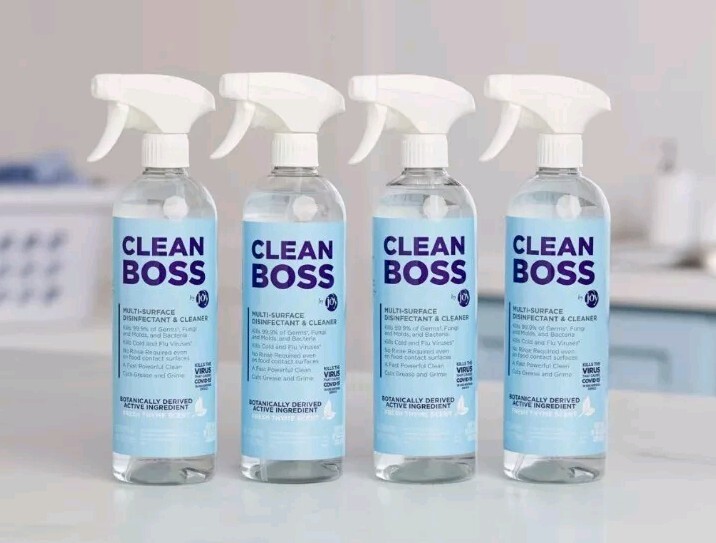 Clean Boss by Joy Multi-Surface Disinfectant & Cleaner 4 Pack-24 oz & Sprayers