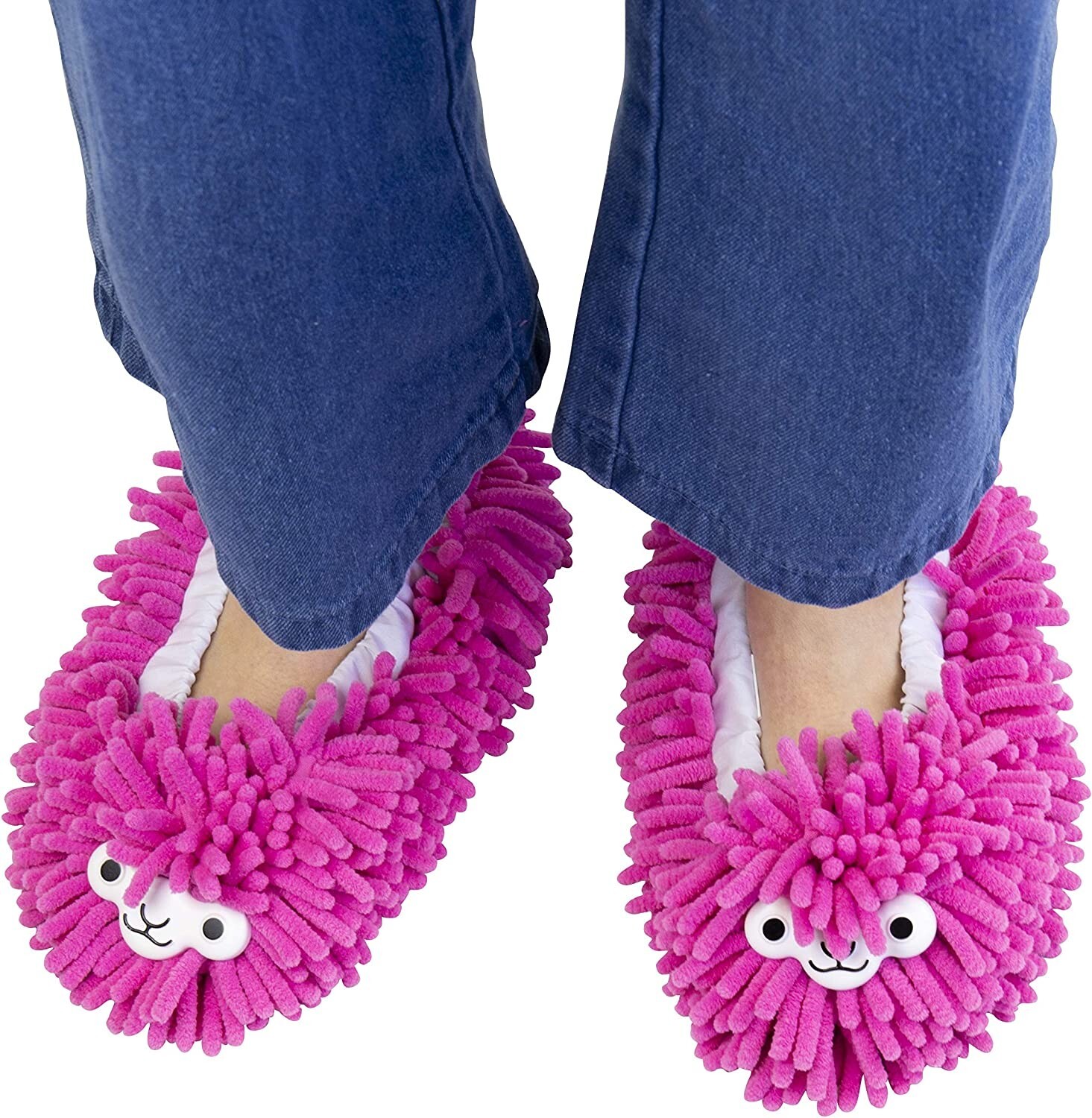 Pink Llama Cleaning Slippers – Cute Soft & Fuzzy Gift – One size fits all