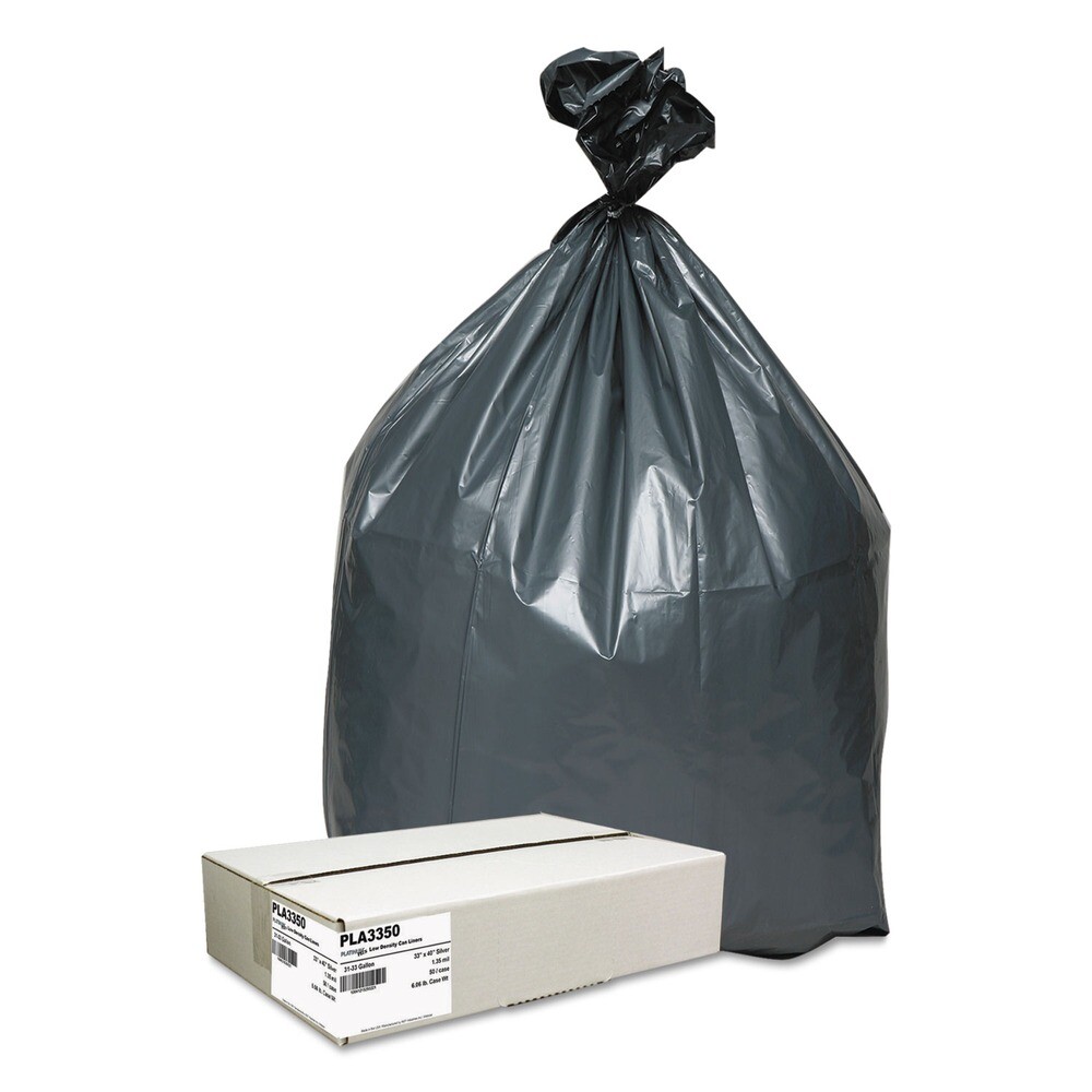 Platinum Plus PLA3350 33 gal. 1.35 mil Can Liners – Gray (50/Carton) New