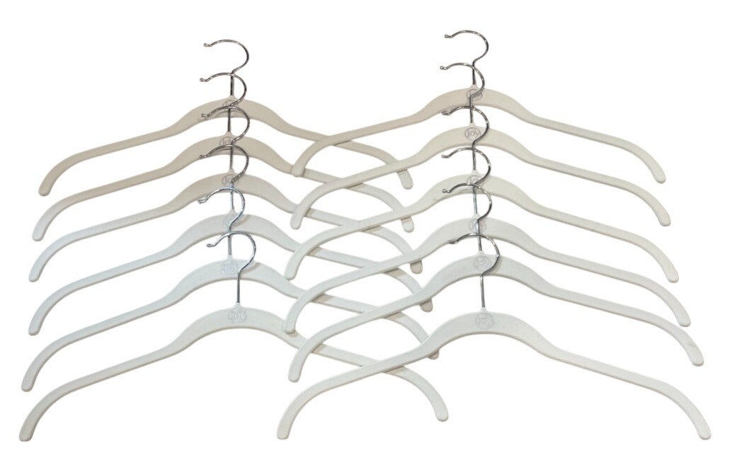 12 Joy Mangano Light Gray Velvet Hangers Huggable No Slip Silver Hook Lot Bundle