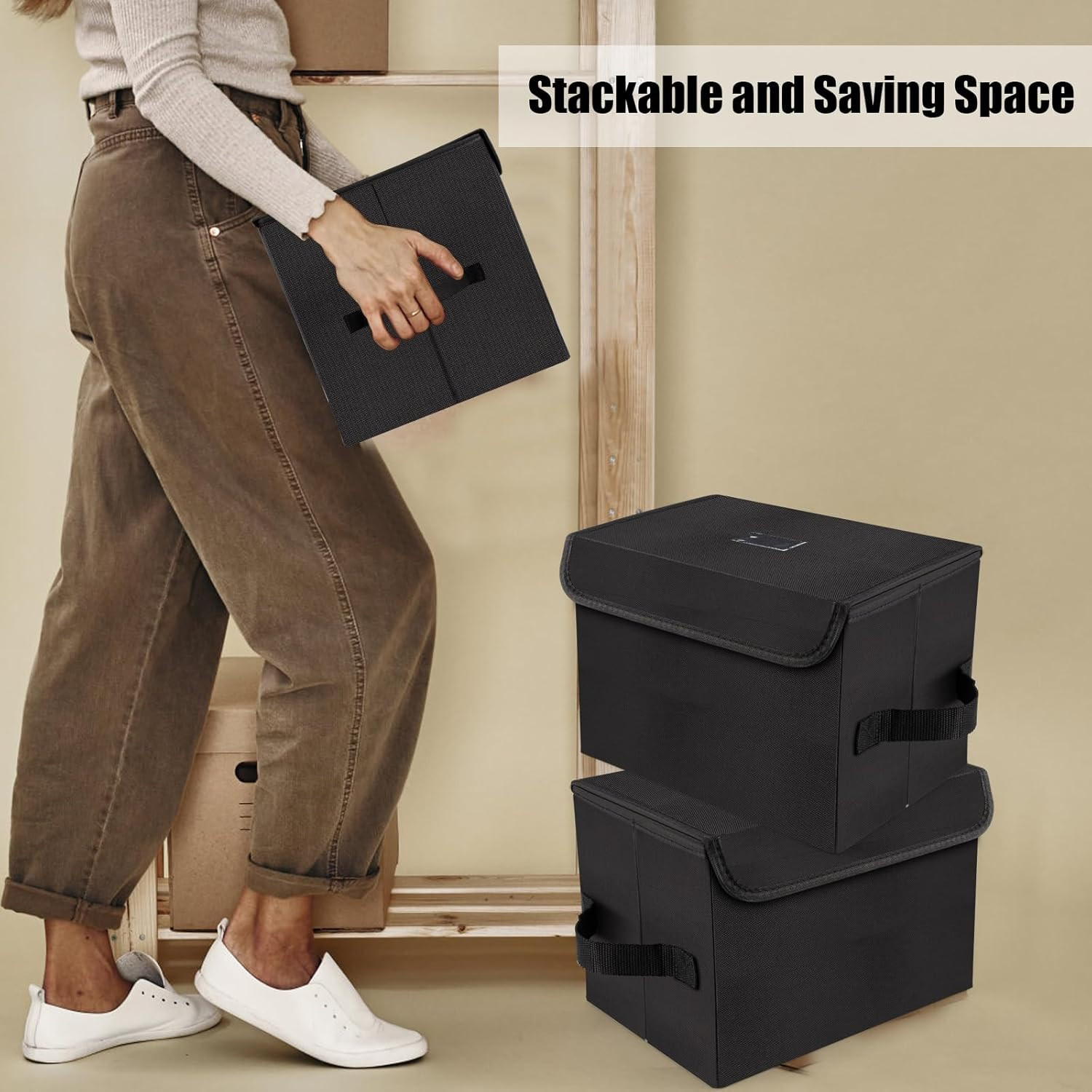7-Inch Vinyl Storage Box, Set of 2 Stackable Case with Lid | Durable Nylon, Hold