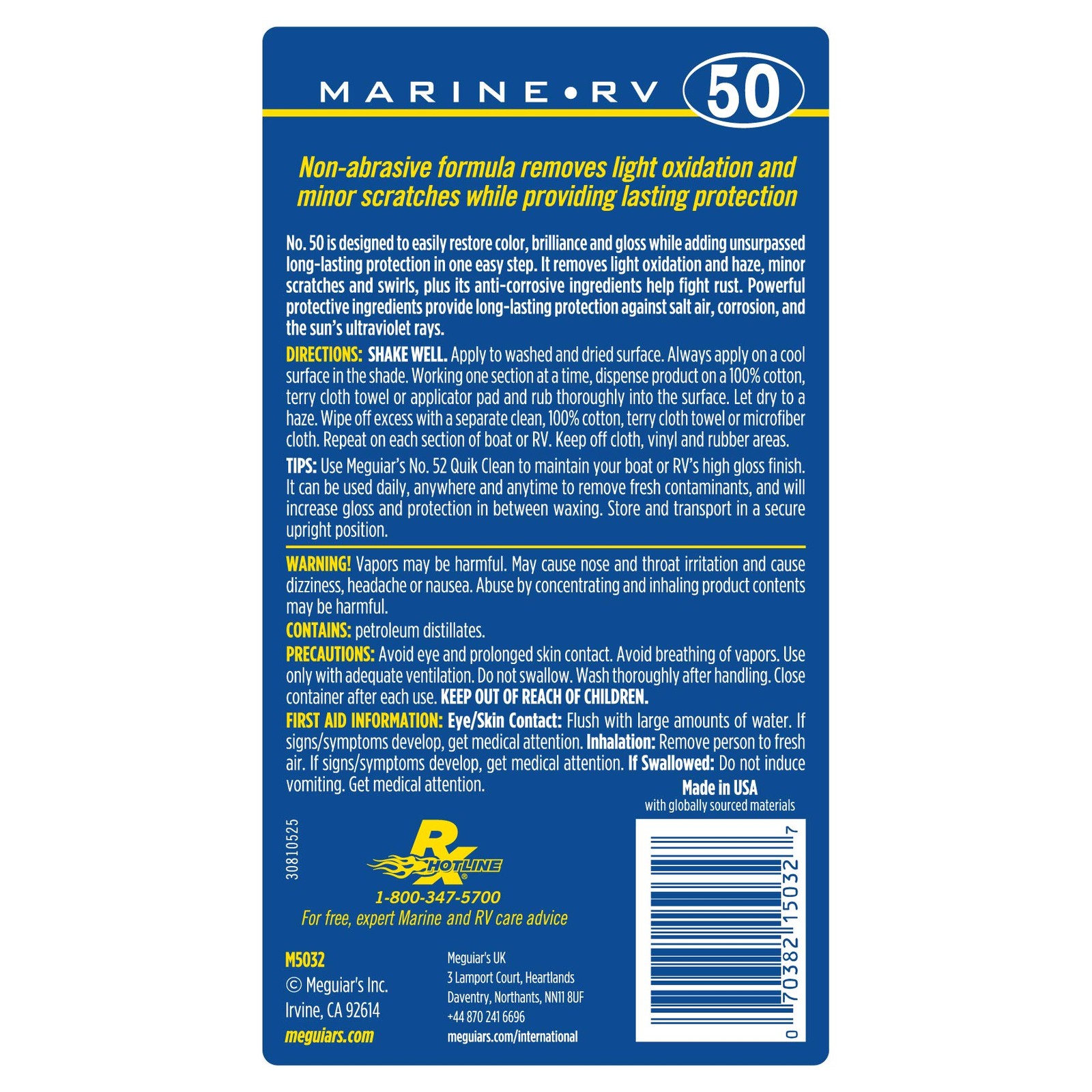 M5032 Marine/rv One Step Cleaner Wax – Botella De 32 Oz