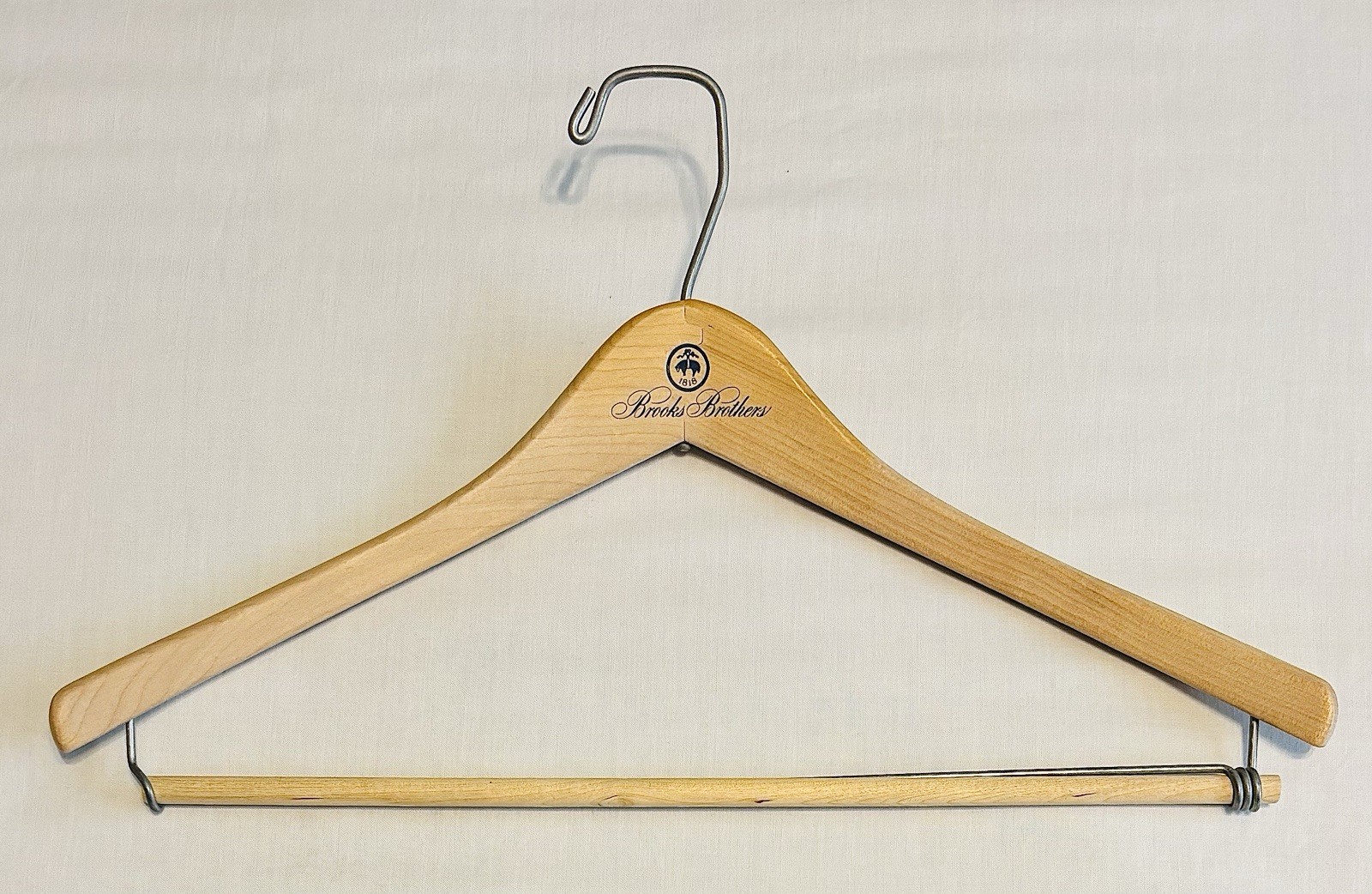 3 Vintage BROOKS BROTHERS 17.5” Wooden Hangers Suit Jacket Pants Coat Italy