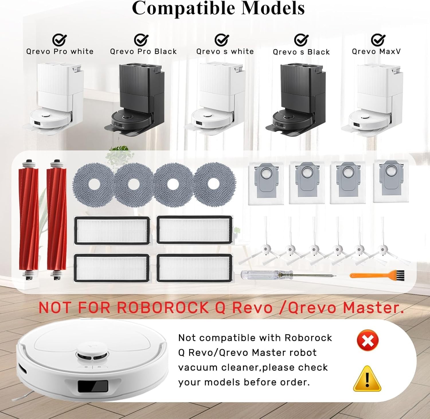 Accessories Kit for Roborock Qrevo S/Qrevo Plus/Qrevo Pro/Qrevo MaxV 【Not for…