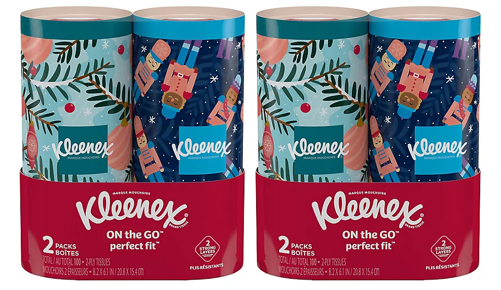 Pack 4 Kleenex On The Go Holiday Limited Edition Tissue Canisters, 200 ct total