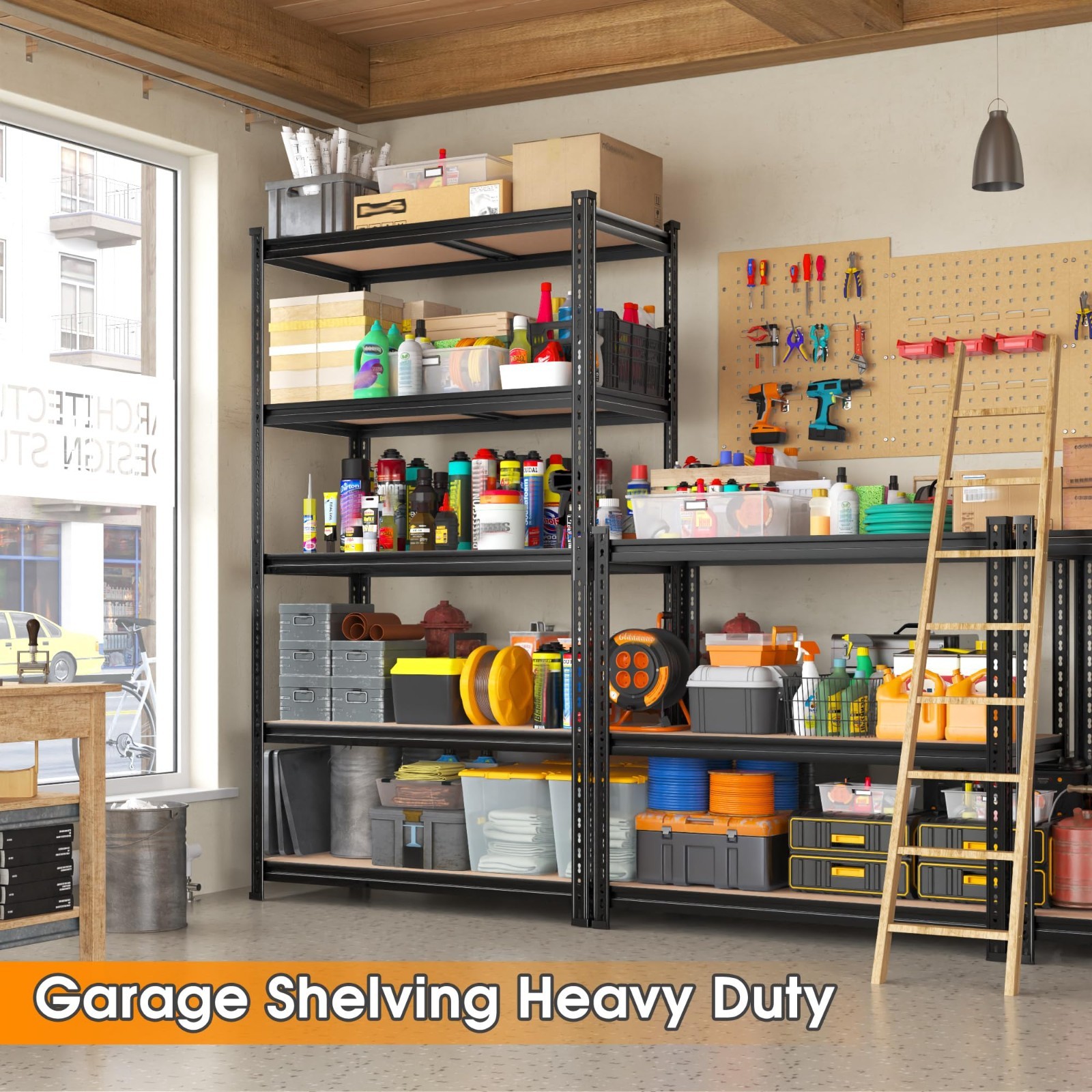 2400LBS Heavy Duty 5-Tier Adjustable Garage Shelving Unit | 36″x16″x72″ Storage