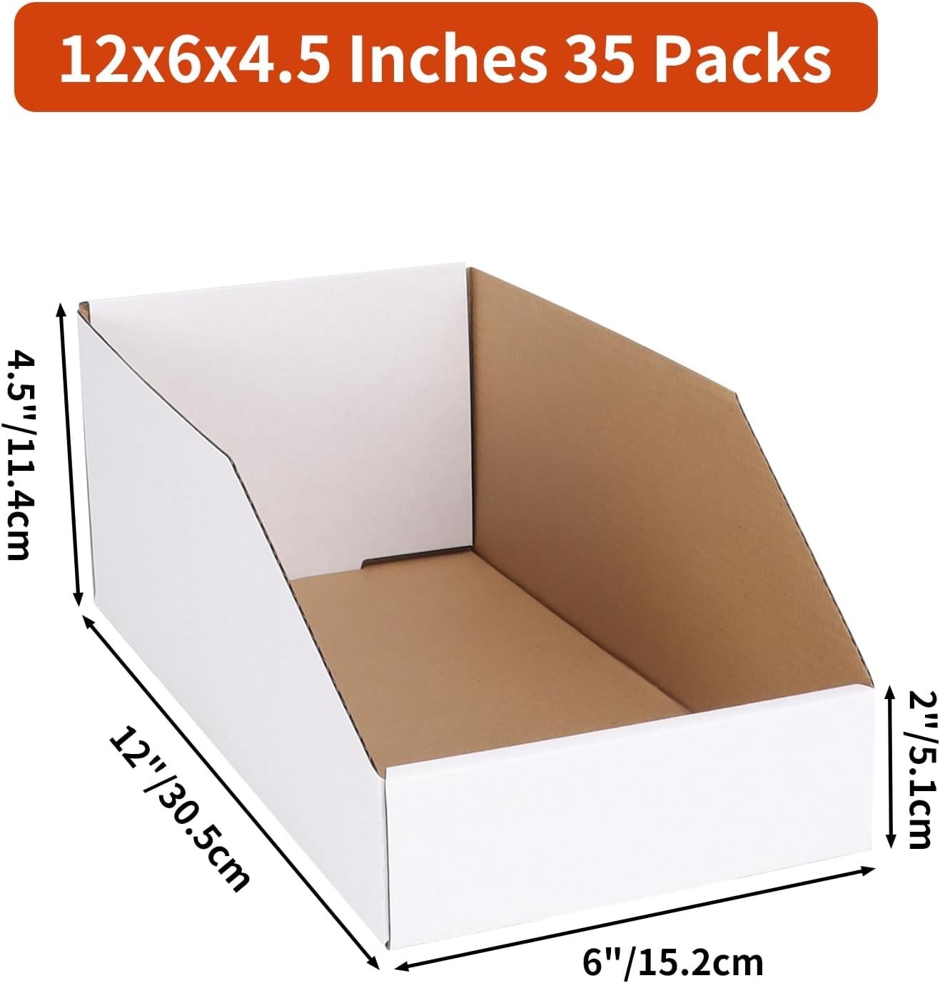 Cardboard Storage Bins Boxes 35 Packs 12x6x4.5 Inches Easy Assembly Pantry