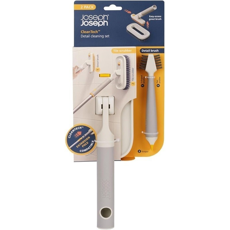 Handy Detail Cleaning Brush Set Grout Scraper Tile Scrubber Non-Slip Handle New