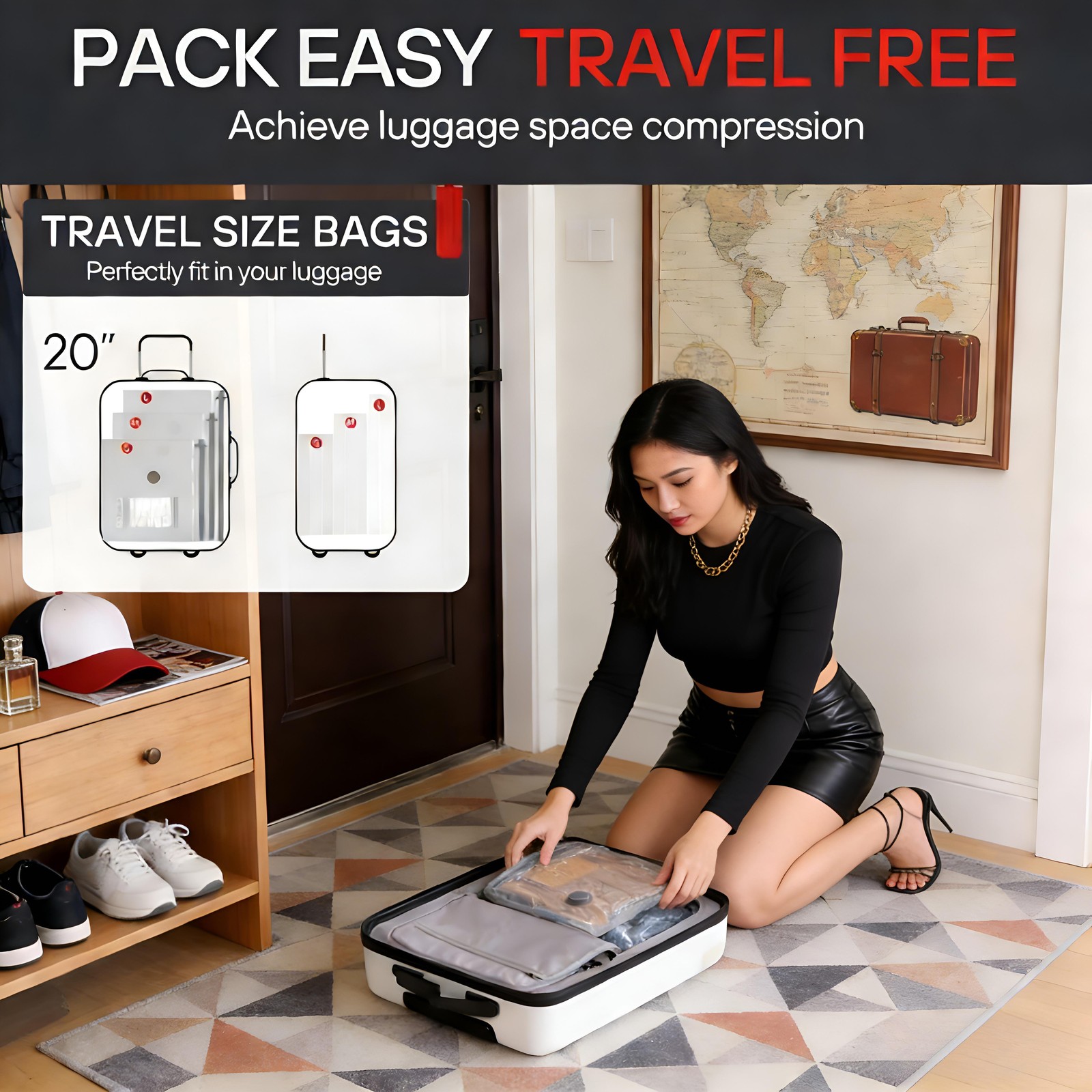 Cordless 2026 Travel Vacuum Bag Set with Rechargeable Air Pump 15 Pack