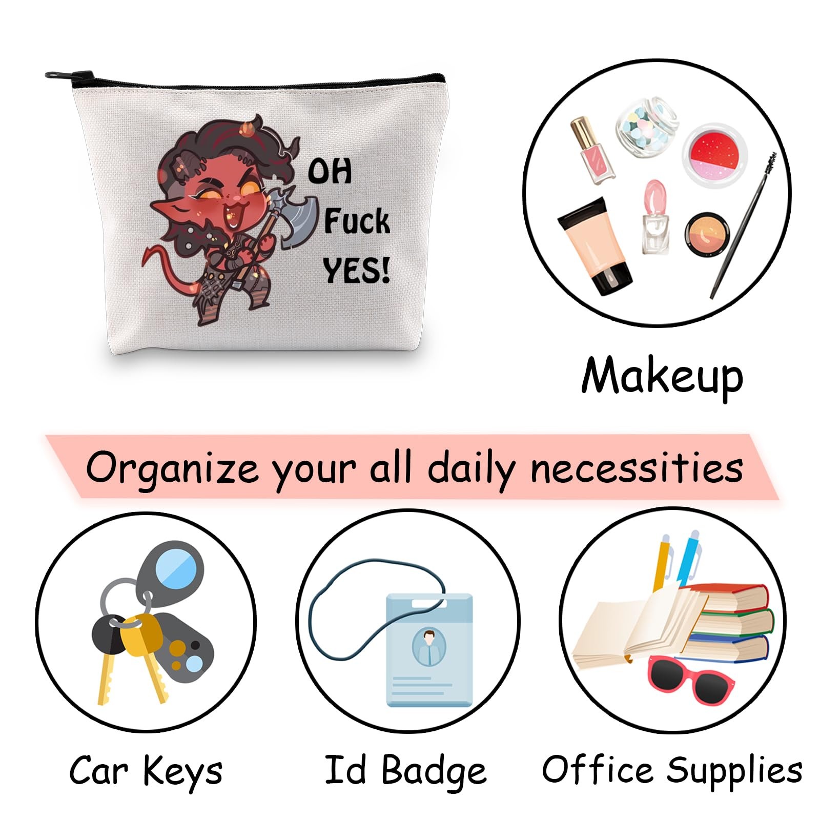 JXGZSO Oh F Yes Karlach Inspired Cosmetic Bag Funny RPG F