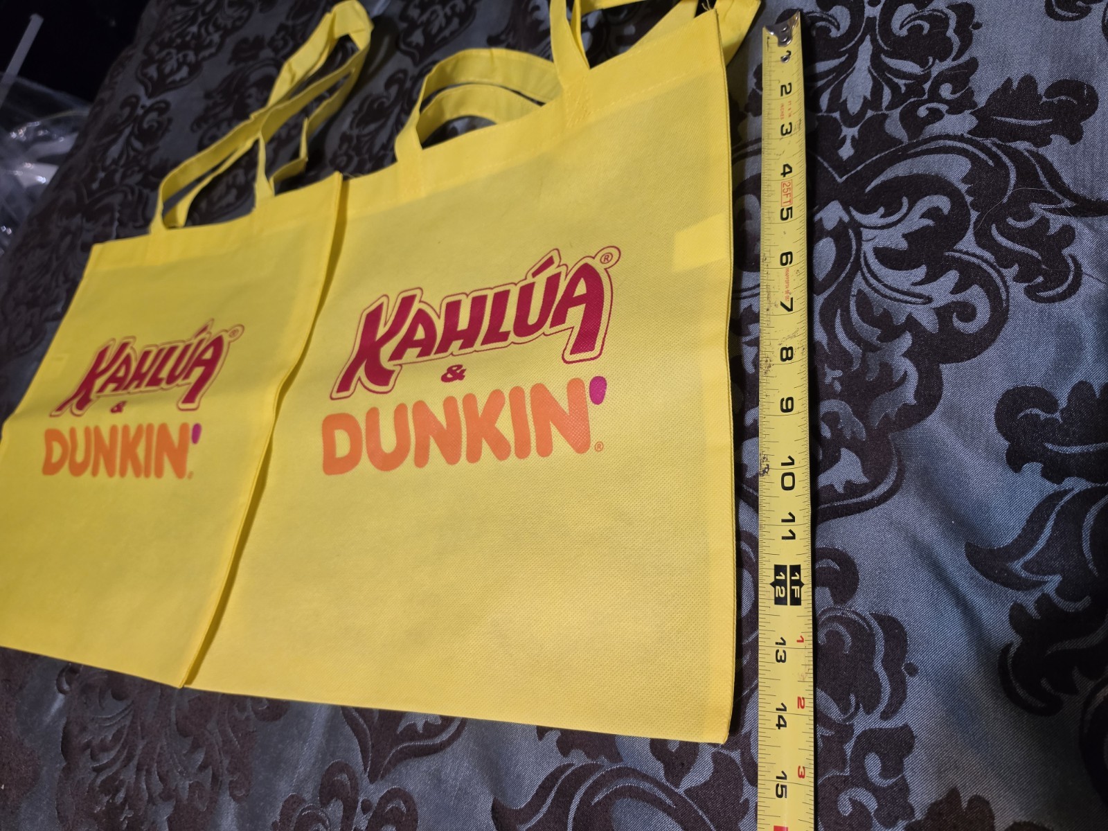 2- Kahlua & Dunkin Yellow Resuable Shopping Bags