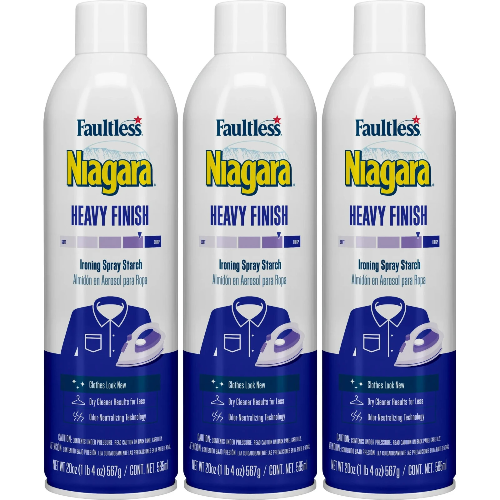 Faultless Niagara Heavy Finish Ironing Spray Starch; Pack of 3 – 20 oz/bottle
