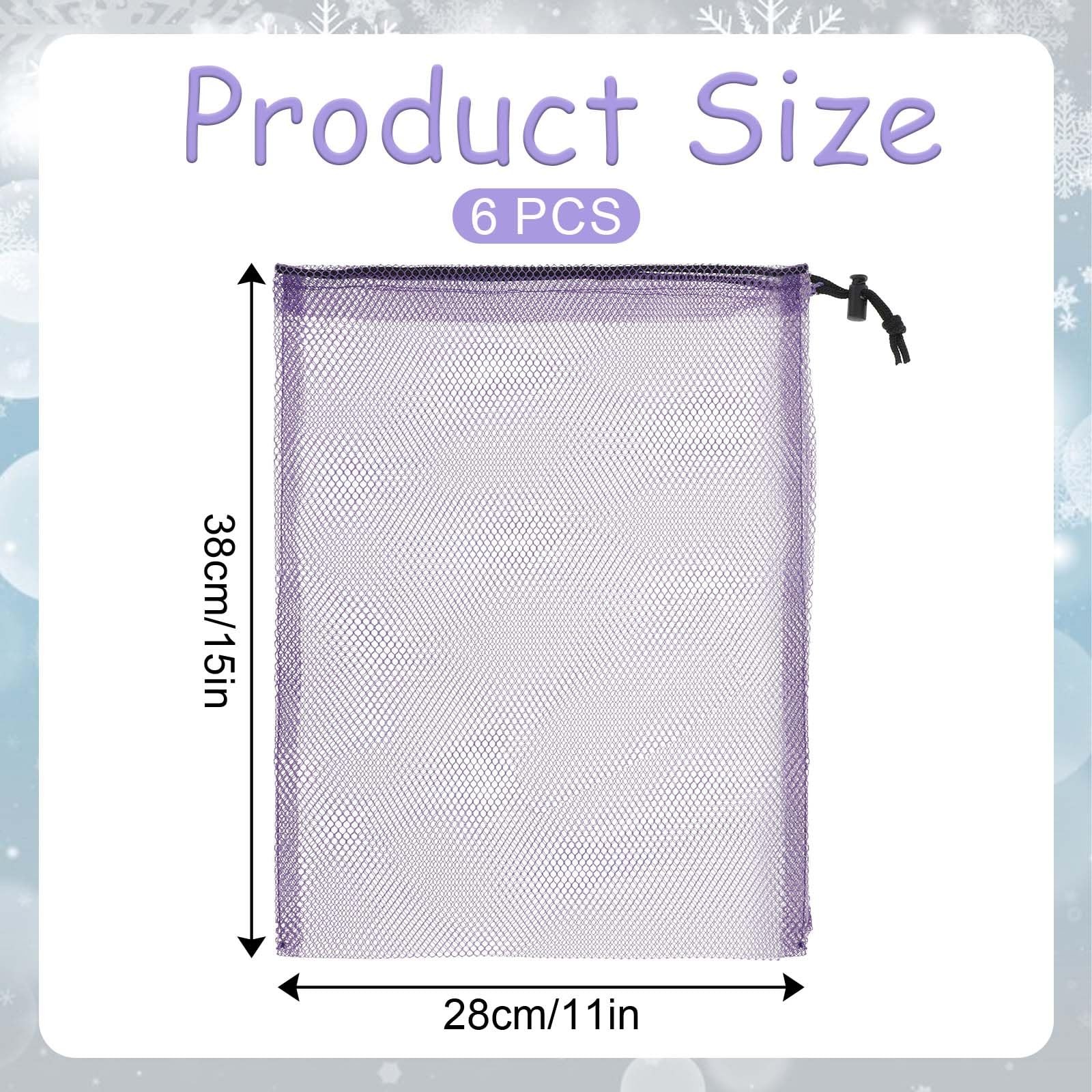 6 Pcs 11 X 15 Inch Nylon Mesh Drawstring Laundry Bags with Cord Lock Closure