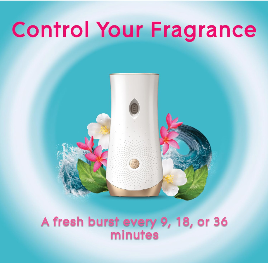 Glade Automatic Spray Refill and Holder Kit, Air Freshener Aqua Waves, 6.2 Oz, 2