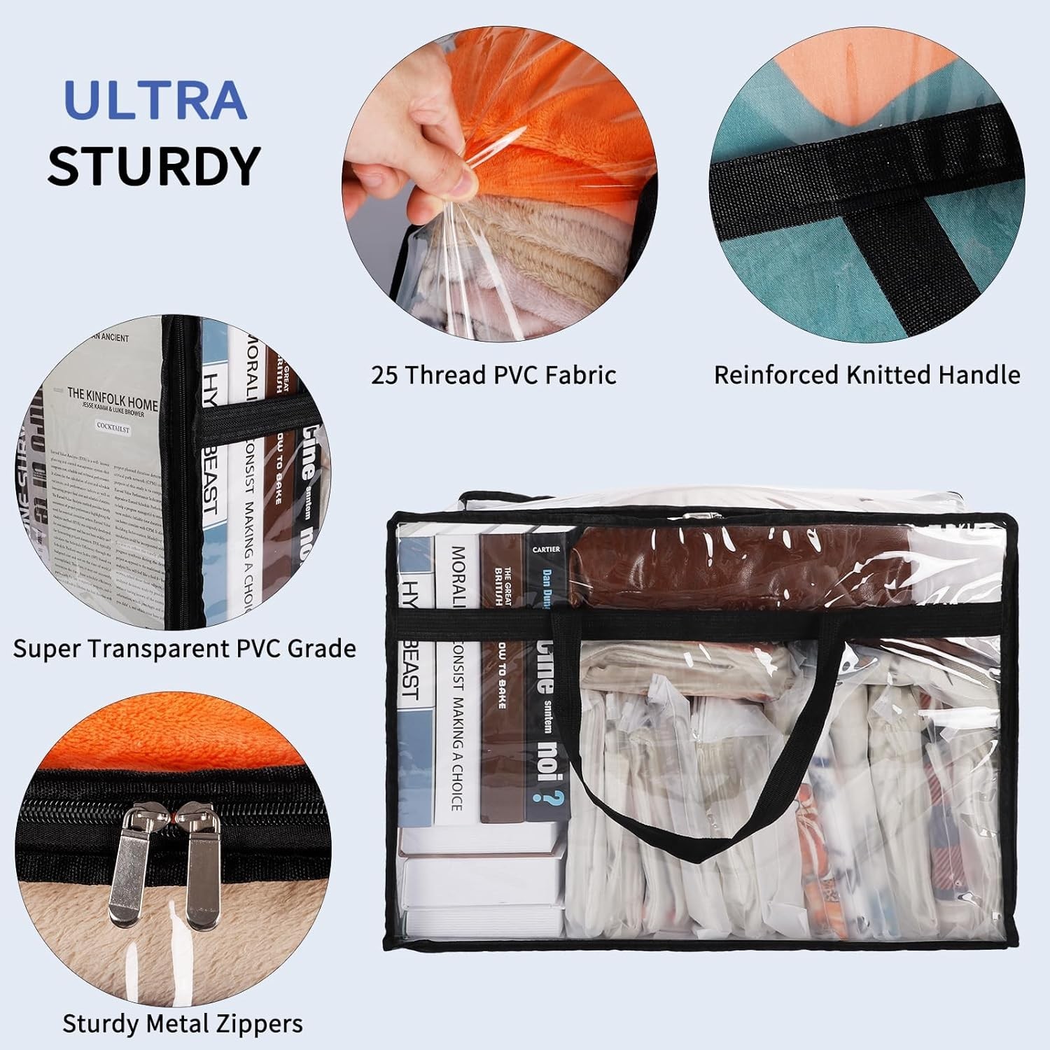Blanket Storage Bags 60L Extra Large Plastic Vinyl Clear Storage Bag for Clot…